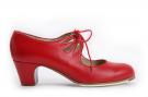 Flamenco dance Shoe Cordado Calado Red Leather